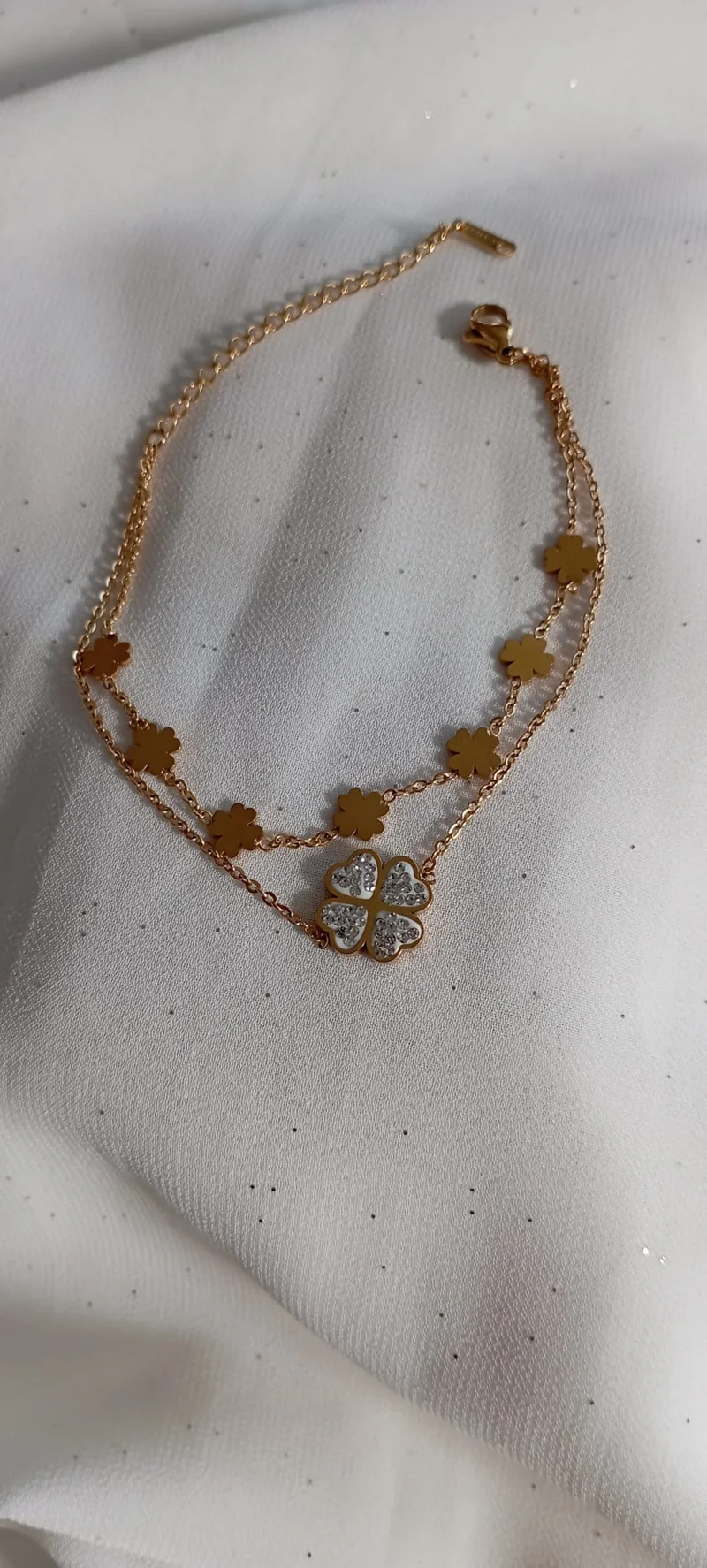 Bracelet double Fleure strass