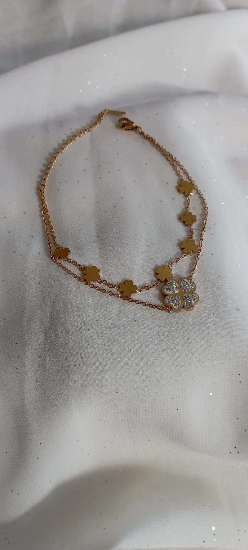 Bracelet double Fleure strass