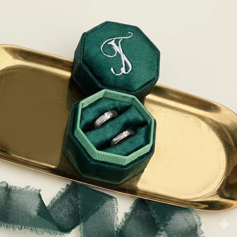 Forever Initial Velvet Ring Box