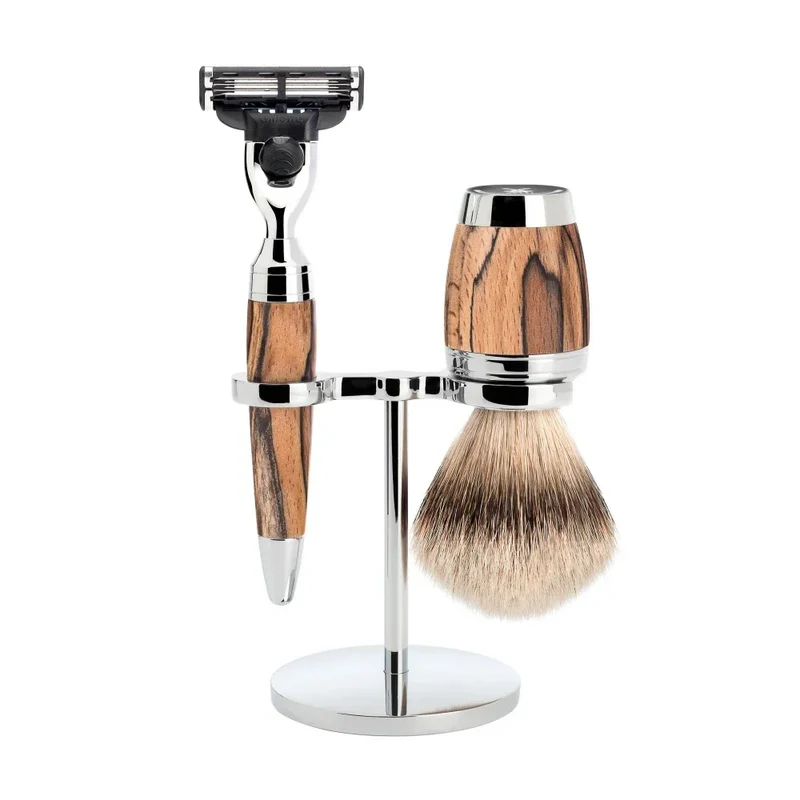Stylo Mach3 Shaving Set 3-Piece - Spalted beech