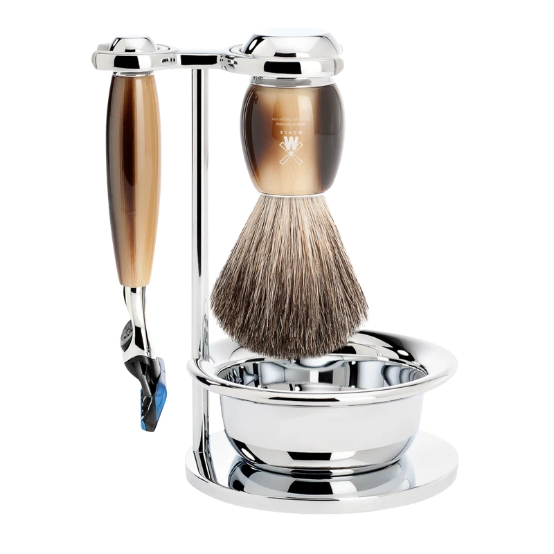 Vivo Fusion Shaving Set 4-Piece - Horn Brown