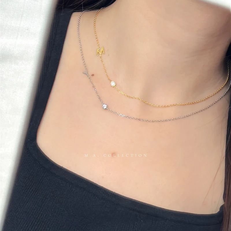Inital 925 Silver Bubble Necklace