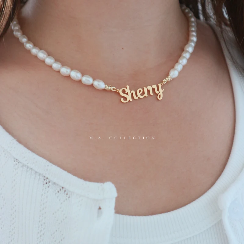 Customized Name Pearl Necklace