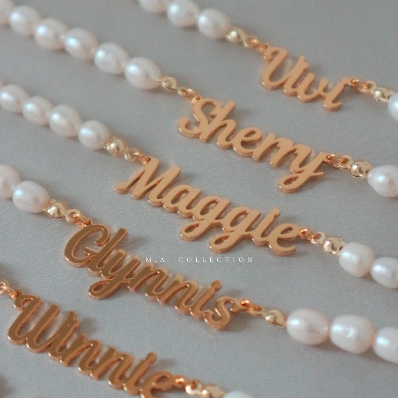Customized Name Pearl Necklace