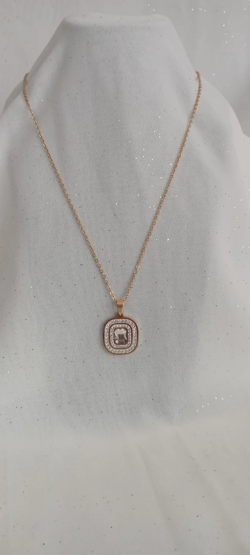 Collier Cercle strass en acier Inoxydable