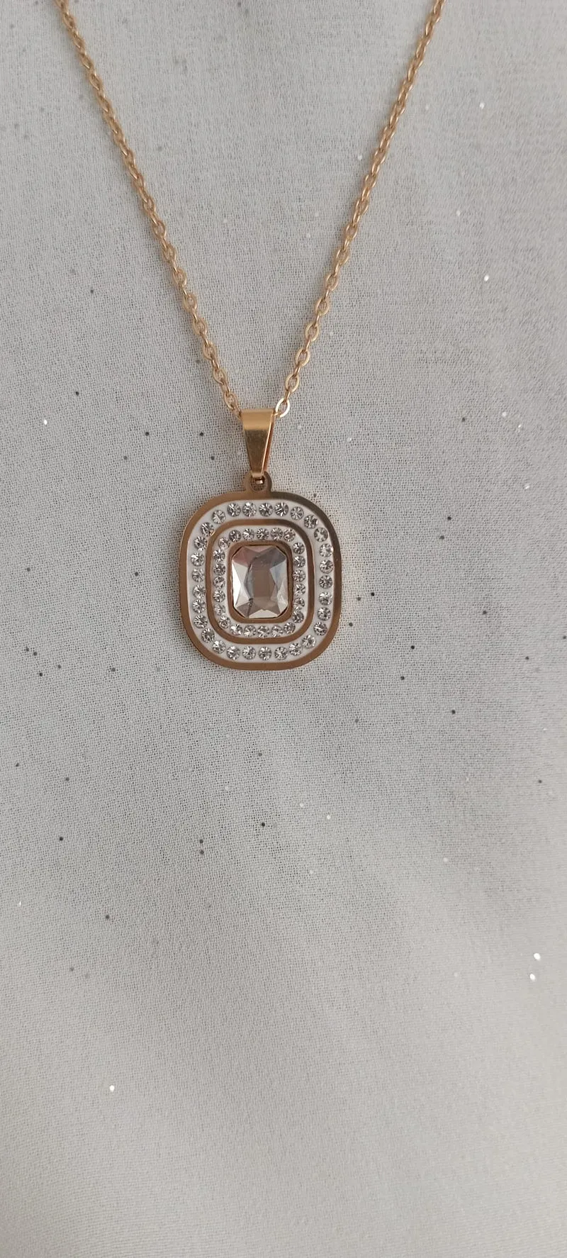 Collier Cercle strass en acier Inoxydable