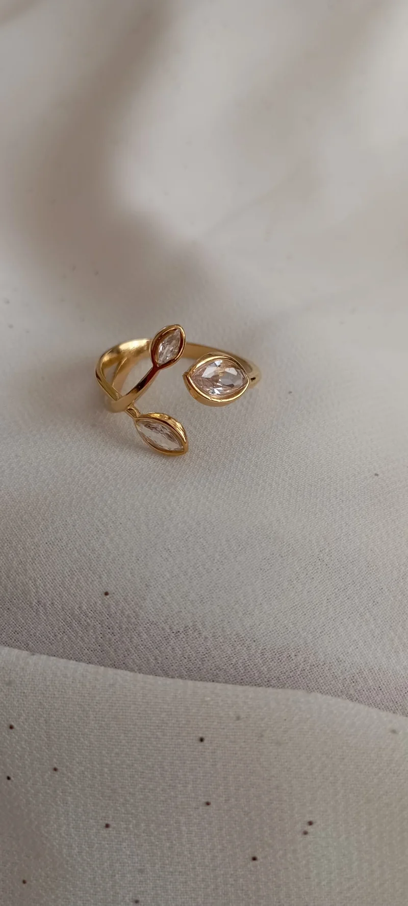 Bague Feuille Strass