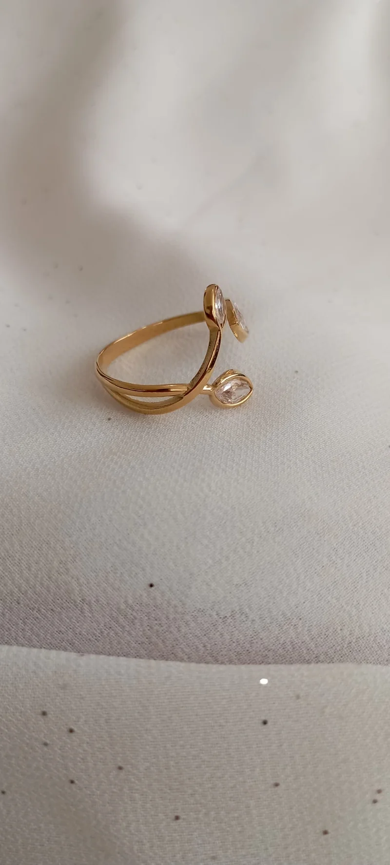 Bague Feuille Strass