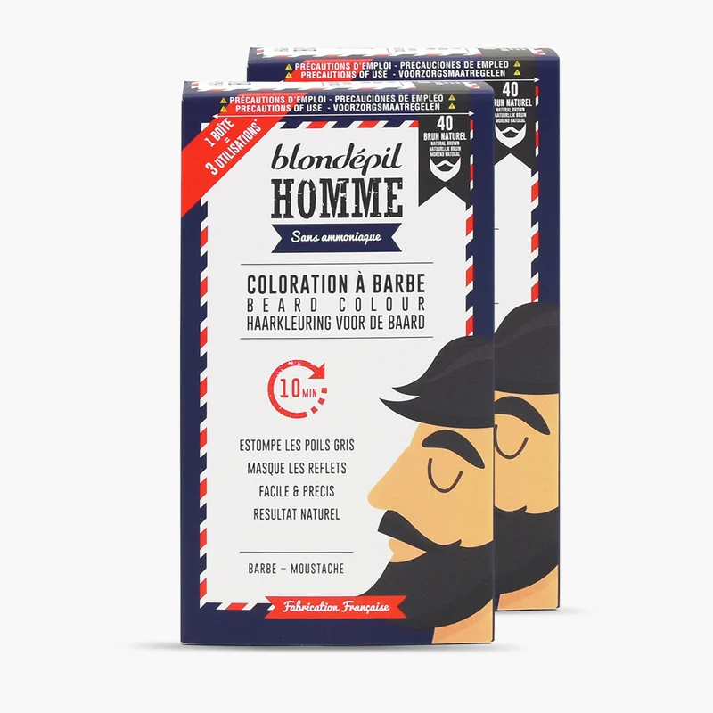 Lot 2 colorations à barbe Brun Naturel n°40