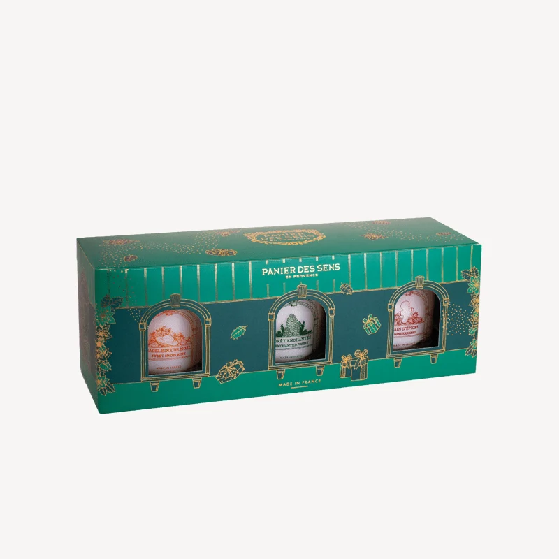Coffret bougies parfumées - Gourmande, Boisée, Épicée 3x70g