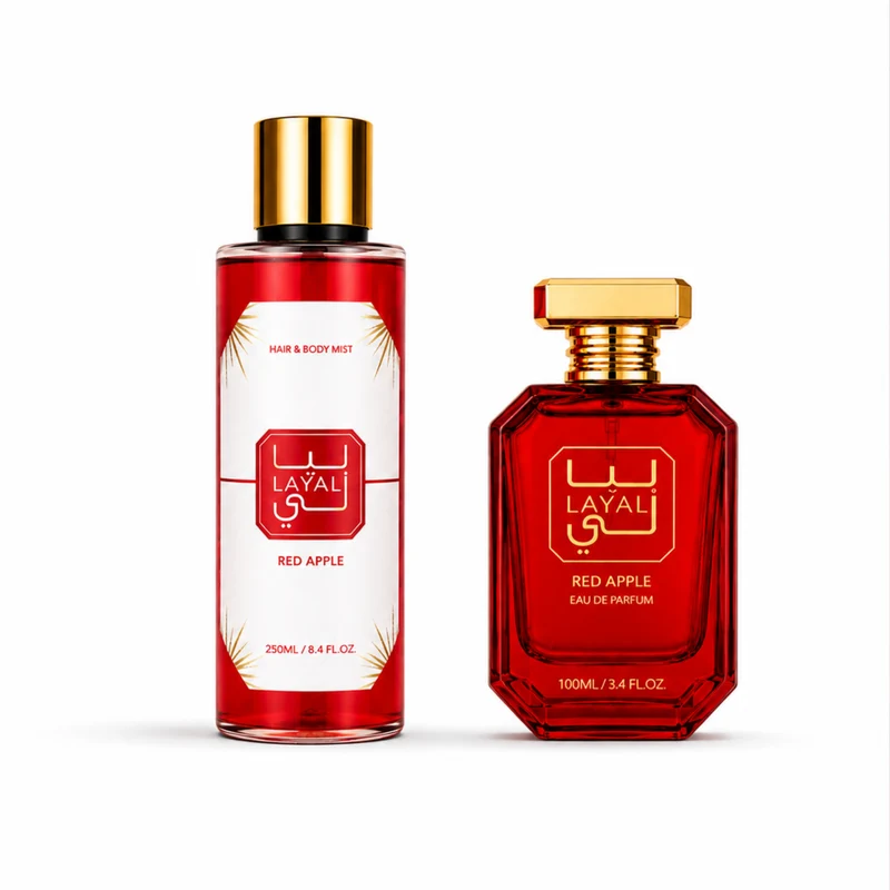 Coffret Red Apple - Coffret Eau de parfaum 100ml & Brume Corps et cheveux250ml - Layali