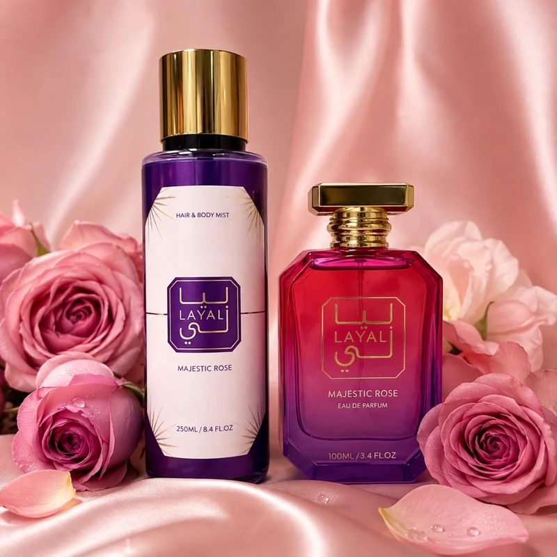 Coffret Majestic Rose – Coffret Eau de parfum 100 ml & Brume corps et cheveux 250 ml – Layali
