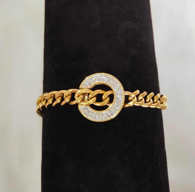 Bracelet chaine rond strass