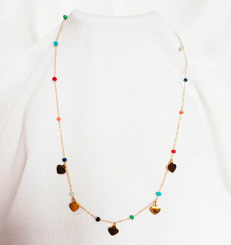 Collier coeur multicolore