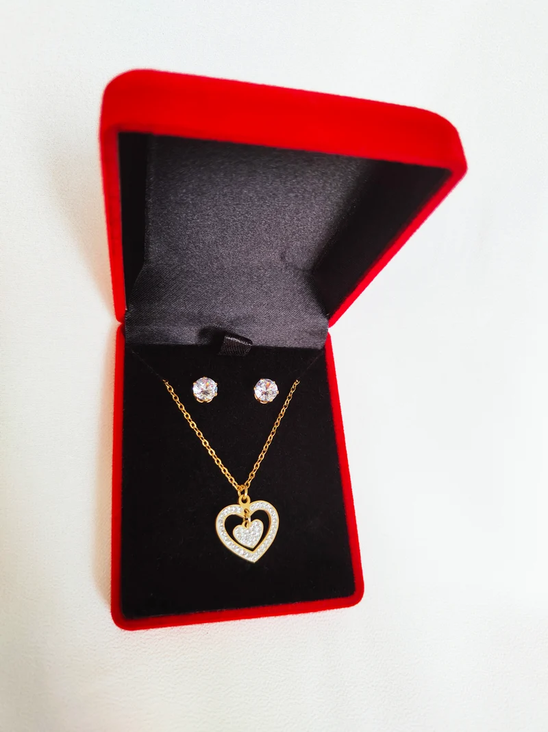 Coffret double coeur strass