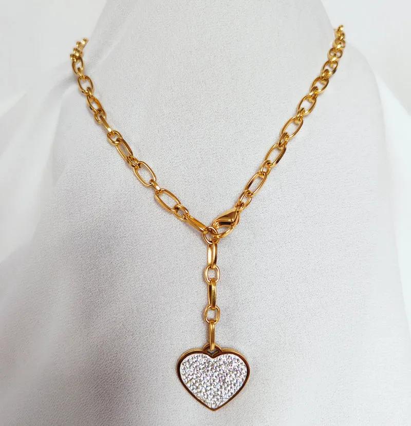 Chaine coeur strass