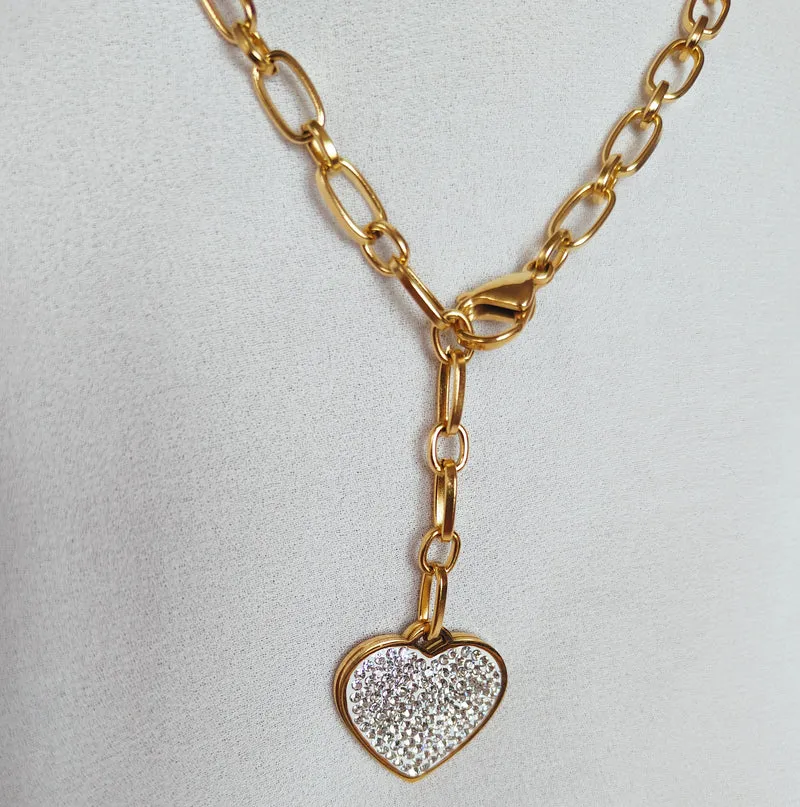 Chaine coeur strass