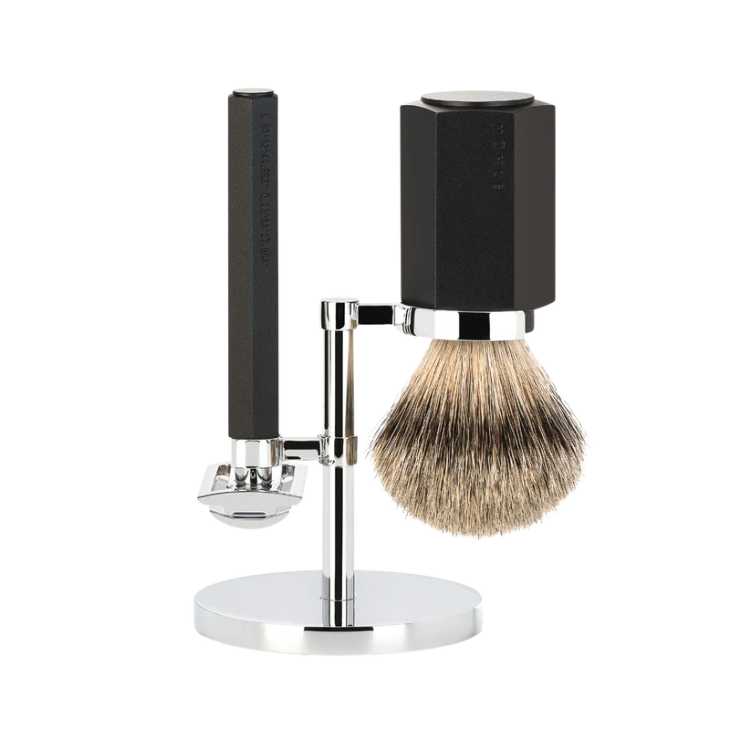 Shaving Set Hexagon - Graphite - Saf.Razor - Dashaar