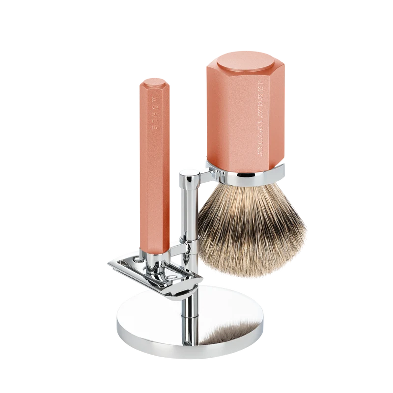 Shaving Set Hexagon Sunrise met Silvertip Badger Shaving Brush