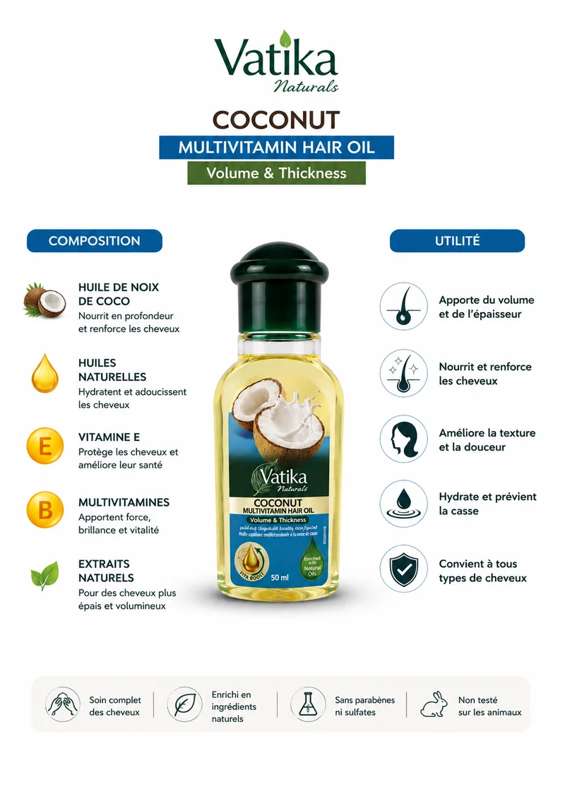 Huile capillaire Coco Vatika 50 ml – Anti-chute