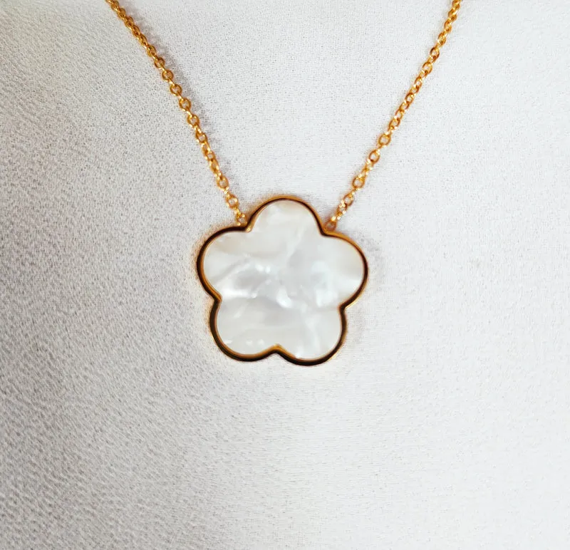 Collier double flower nacré