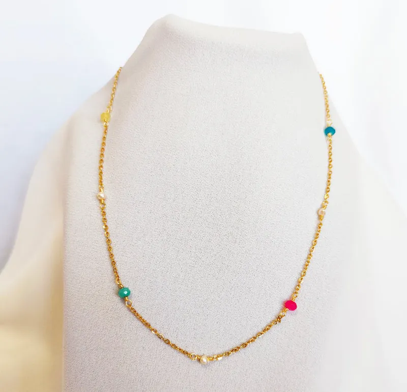 Collier perles multicolores
