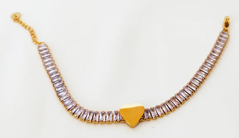 Gourmette coeur étincelant - 22 cm