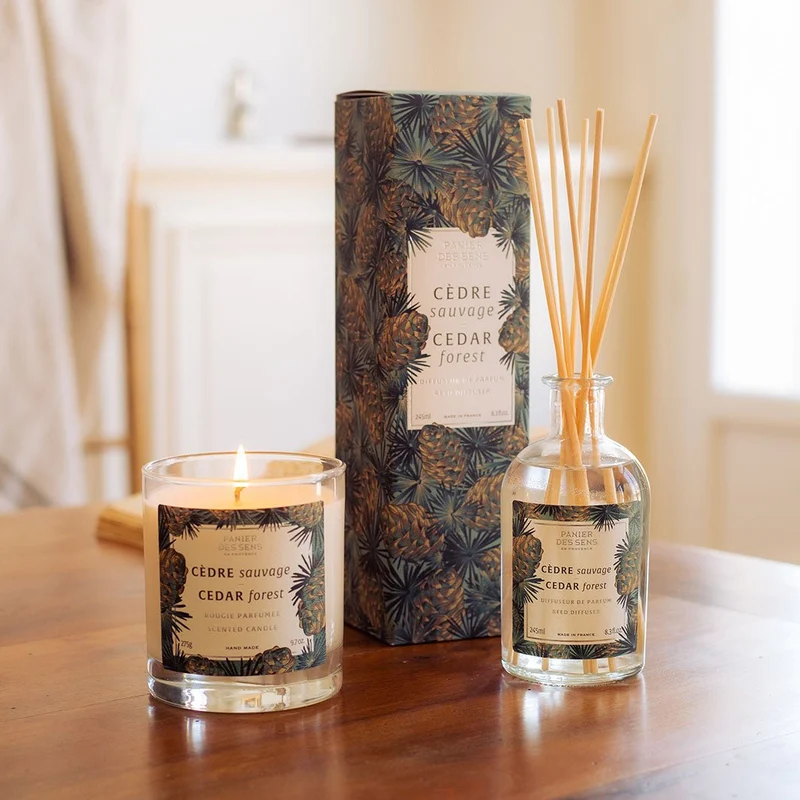 Bougie parfumée cire végétale - Parfum Cèdre Sauvage 275g