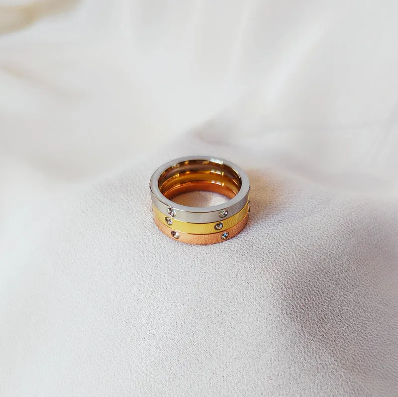 Bague trio strass
