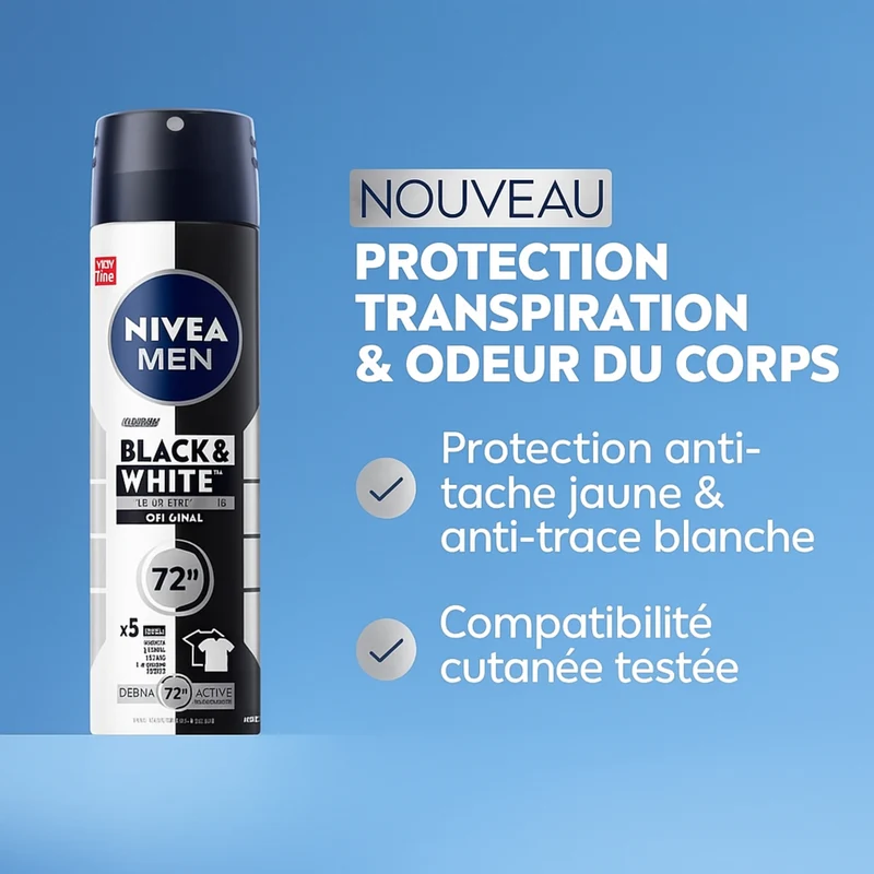 Black & White Invisible Anti-Transpirant Spray 150 ml - NIVEA MEN