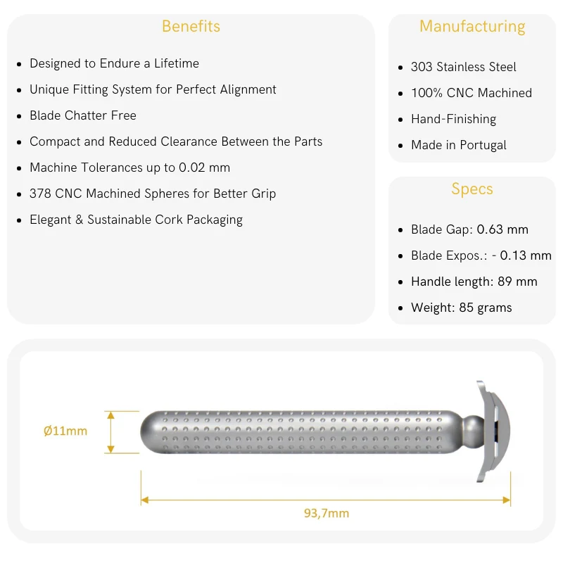 Safety Razor Open Comb Masamune Matte Stainless Steel