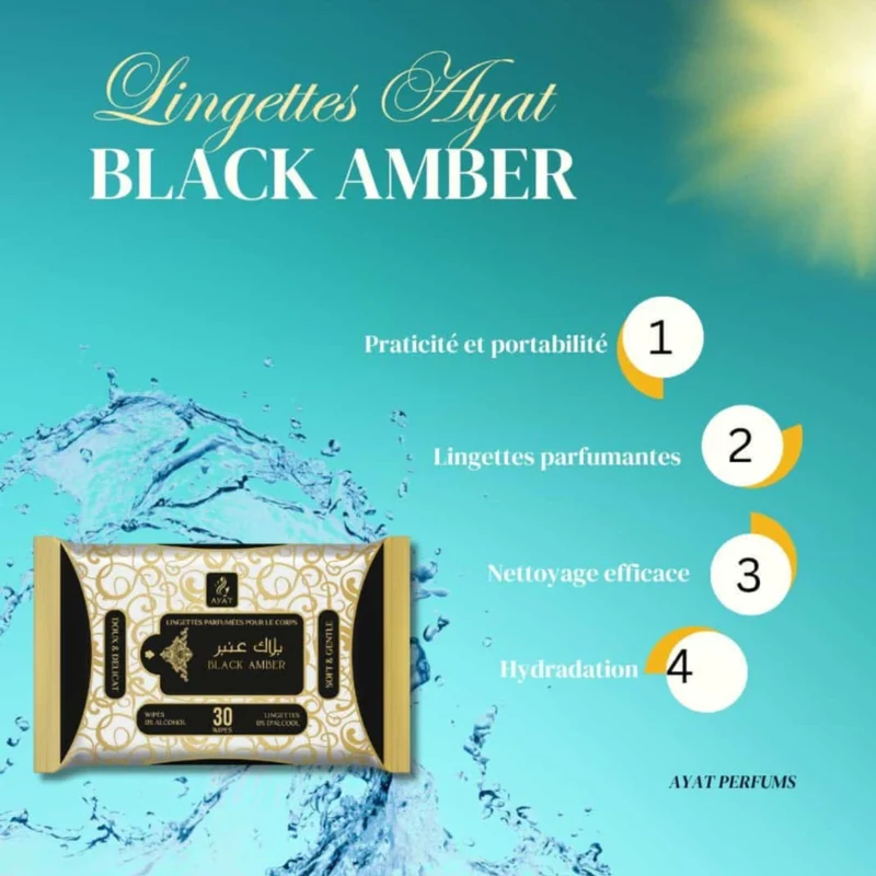 Lingettes Parfumées Pour Le Corps Black Amber - Ayat Perfumes