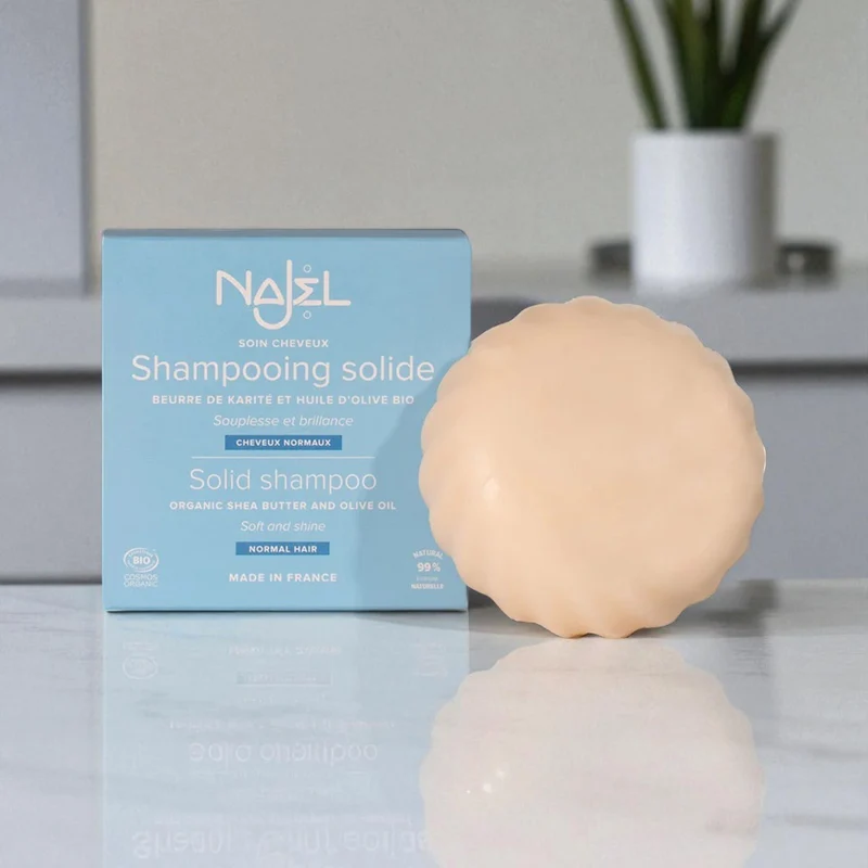 Shampoing Solide Beurre De Karité et Huile D'olive Bio 75 gr - Najel