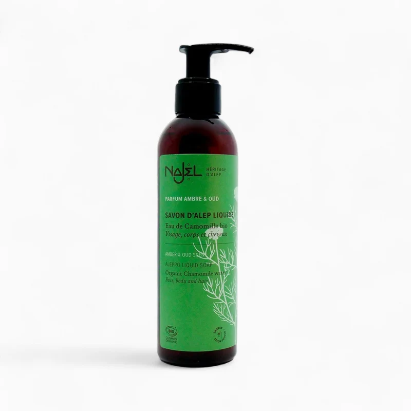 Savon D'Alep Liquide Parfum Ambre et Oud 200 ml - Najel