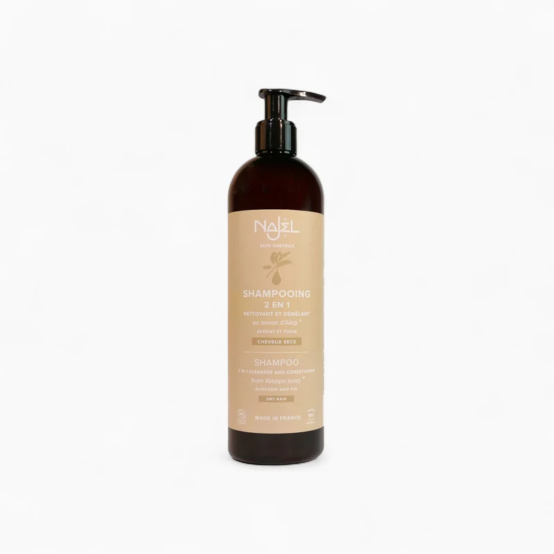 Shampoing au savon d’Alep cheveux secs – Avocat & Figue 500 ml – Najel