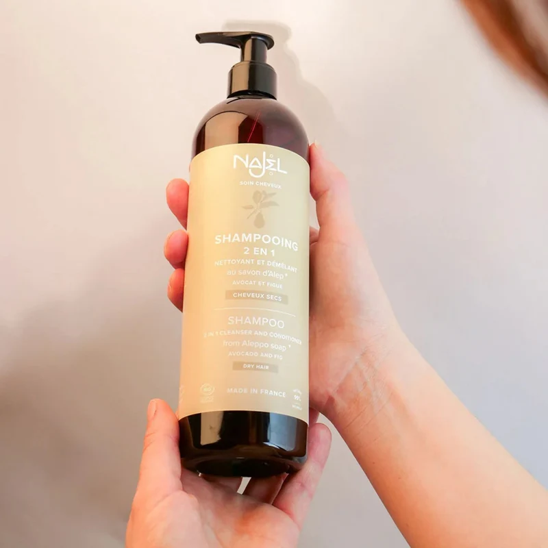 Shampoing au savon d’Alep cheveux secs – Avocat & Figue 500 ml – Najel