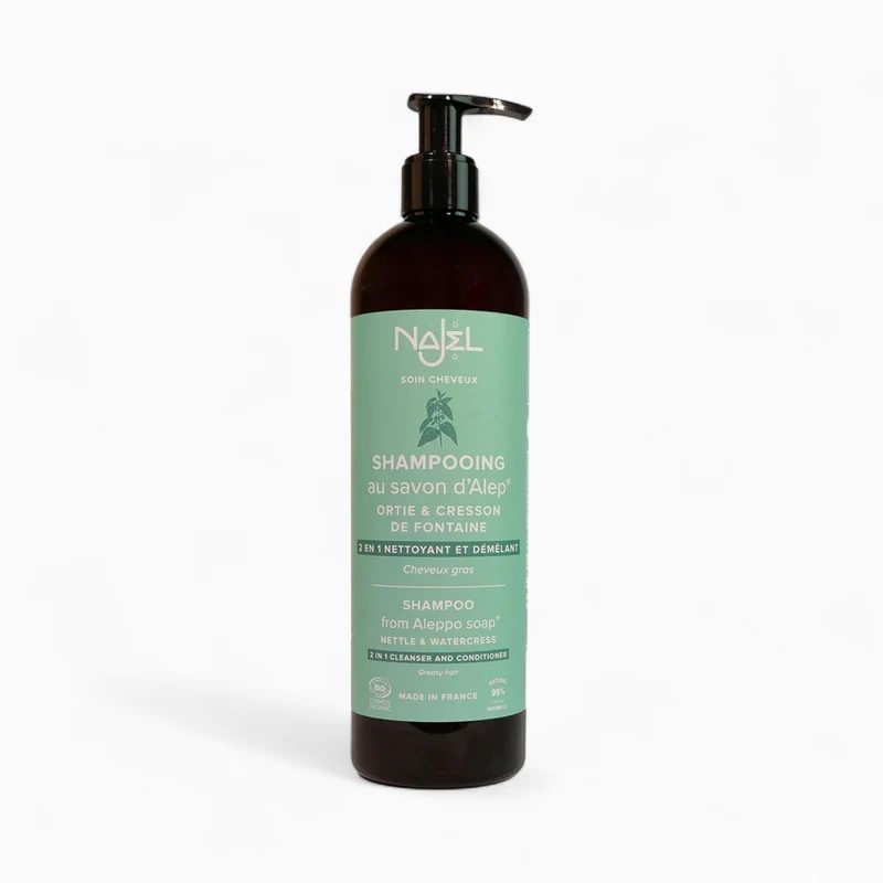 Shampoing Au Savon d'Alep Cheveux Gras 2 en 1 - 500 ml - Najel