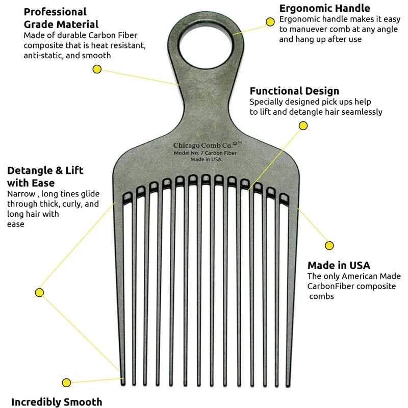 Afro Comb Model No. 7 – Carbon Fiber