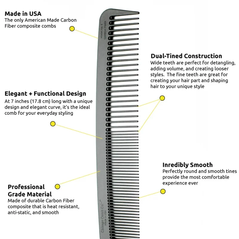 Hair Comb Model No. 6 – Carbon Fiber