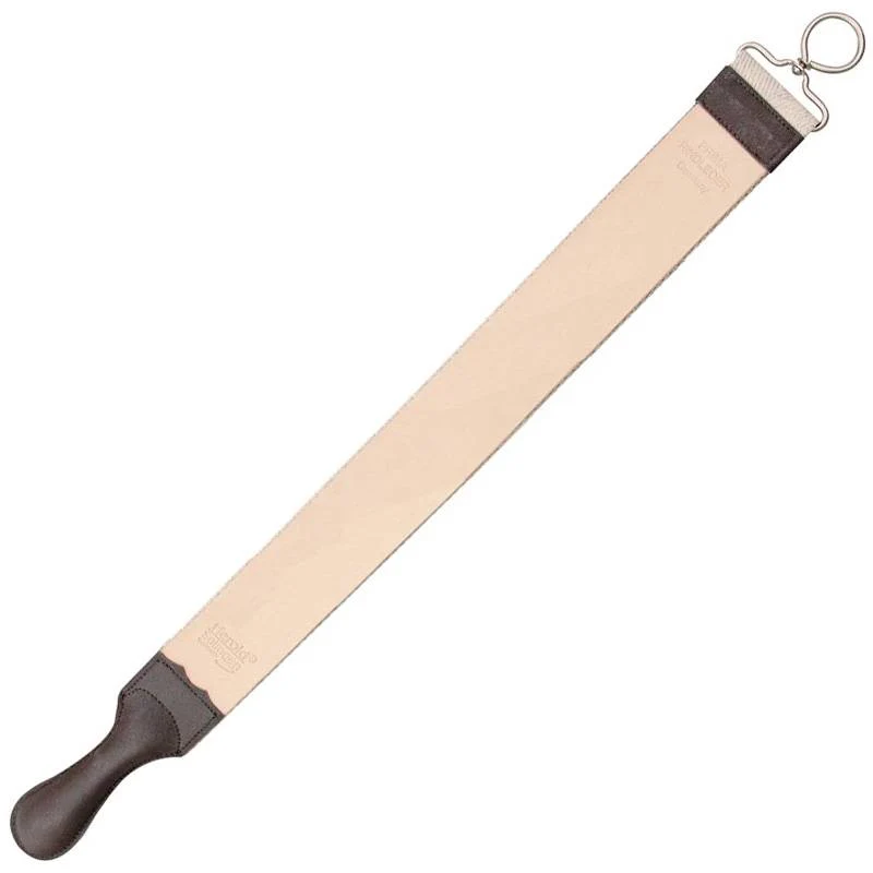 Hanging Razor Strop Whiteh Handle 193J – Double Sided – Juchten Leather/Linen
