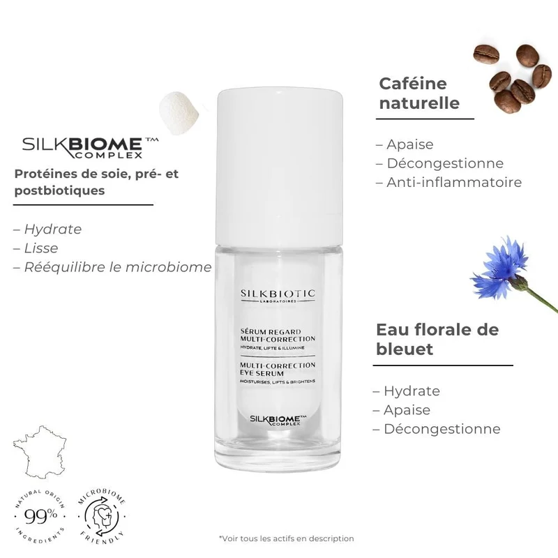 Sérum regard multi-correction – Soin contour des yeux – 15ml – SILKBIOTIC